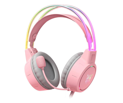 Słuchawka I-ONIK Słuchawki gamingowe X15 PRO RGB różowe (przewodowe) ON-X15PRO/PK